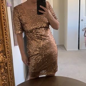 Copper sequins mini dress